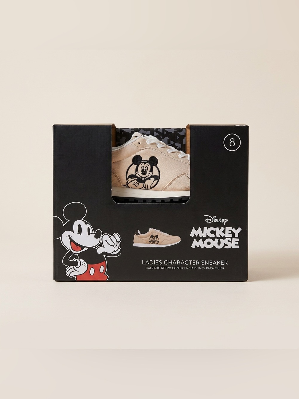 Disney Mickey Mouse Women’s Beige Sneakers Size 8 New